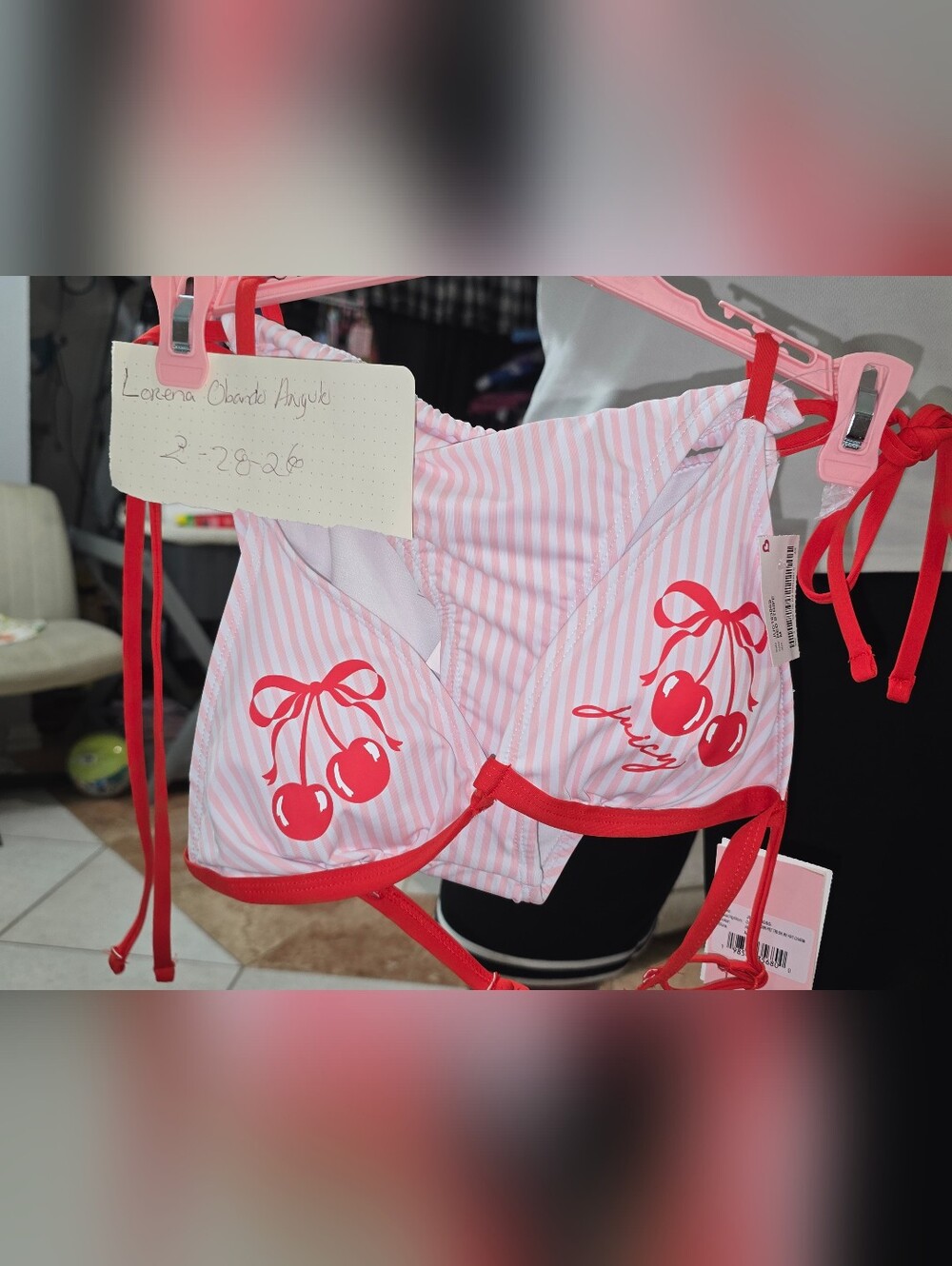 Juicy Couture Pink & Red Cherry Print Bikini